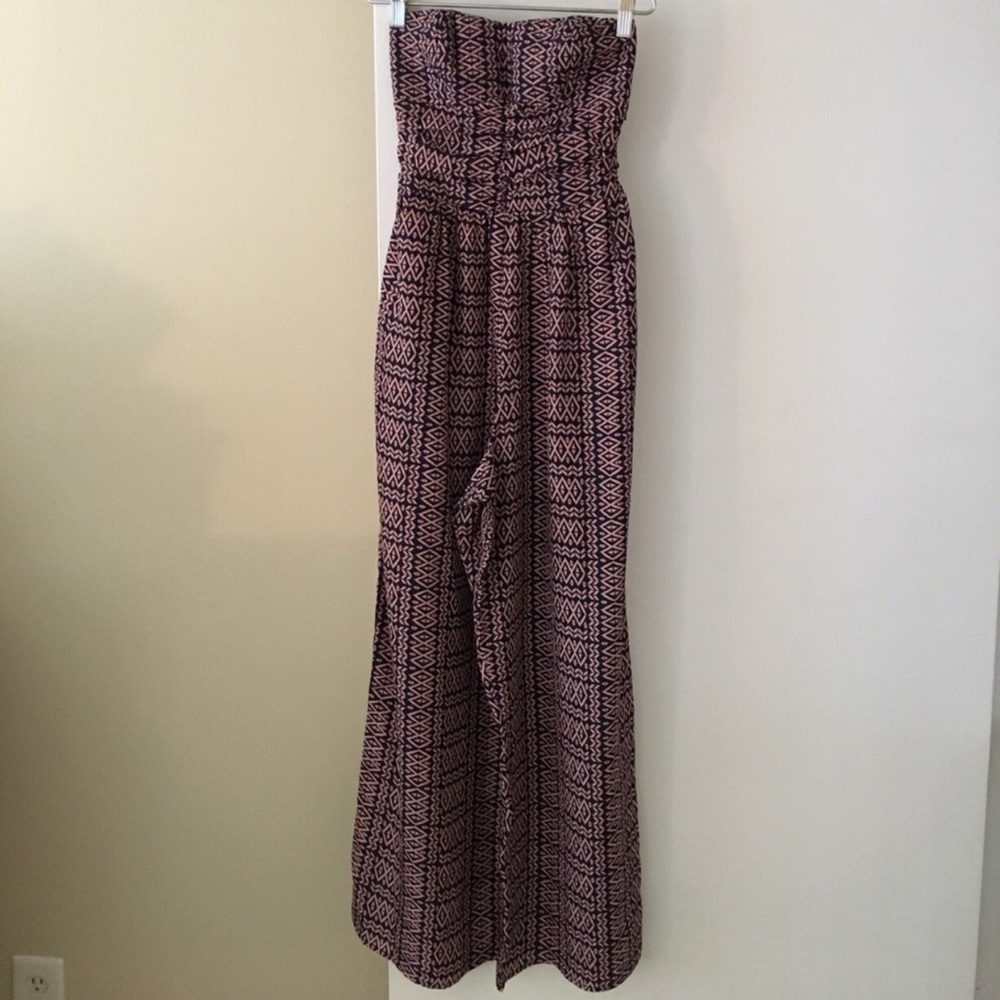 Strapless Smocked Pull On Wide Leg Jumpsuit